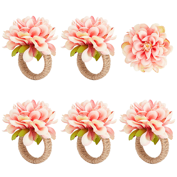 

PandaHall CRASPIRE Flower Napkin Rings Set of 6 Orange Artificial Napkin Rings Floral Napkin Holder Rings Burlap Cord Napkin Buckle Handmade...