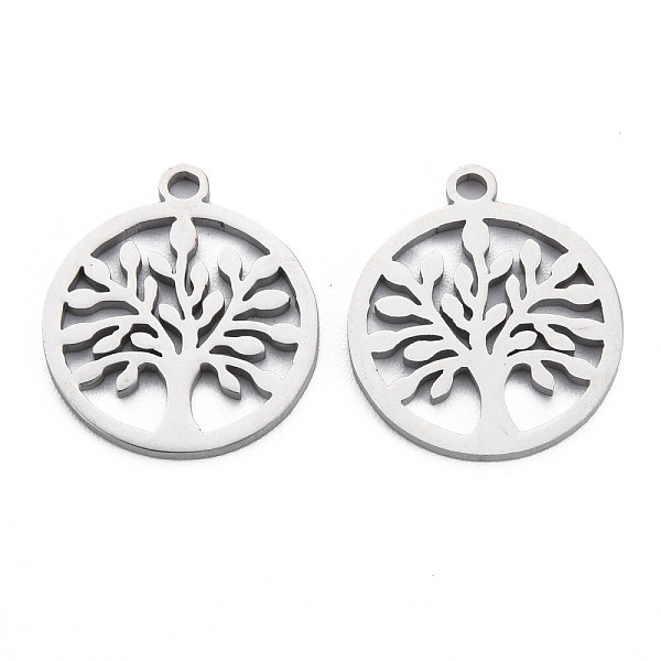 

PandaHall 304 Stainless Steel Pendants, Laser Cut, Ring with Tree, Stainless Steel Color, 18x15.5x1mm, Hole: 1.6mm 304 Stainless Steel Tree