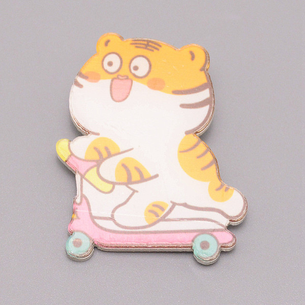 

PandaHall Tiger Playing Chinese Zodiac Acrylic Brooch, Lapel Pin for Chinese Tiger New Year Gift, White, Orange, 41x32x7mm Acrylic 12...