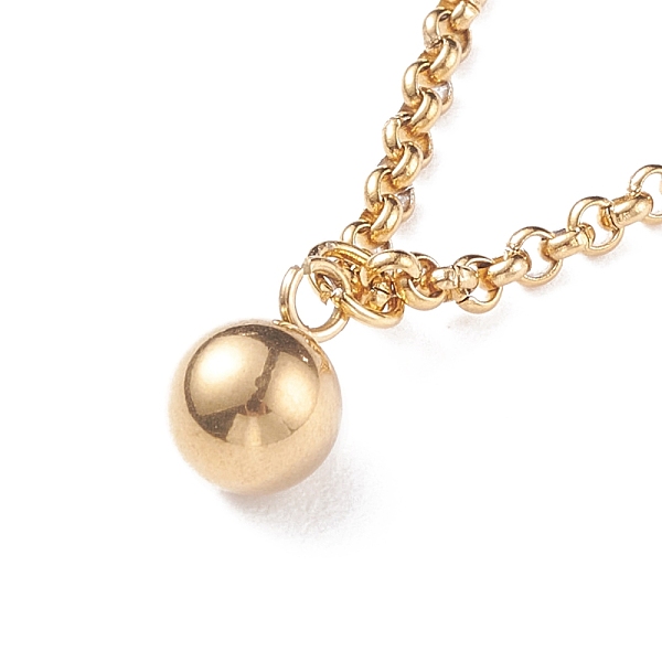 

PandaHall 304 Stainless Steel Round Ball Pendant Necklace with Rolo Chains for Men Women, Golden, 16.02 inch(40.7cm) 304 Stainless Steel