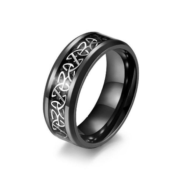 

PandaHall Titanium Steel Triquetra/Trinity Knot Finger Rings for Men Women, Black, Inner Diameter: 19mm Titanium Steel