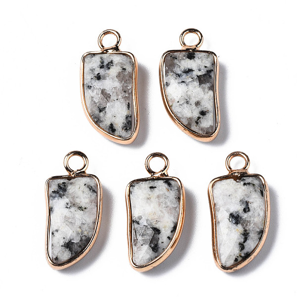 

PandaHall Natural Sesame Jasper Pendants, with Light Gold Plated Brass Edge, Knife, 21x10x5mm, Hole: 2mm Sesame Jasper Tool