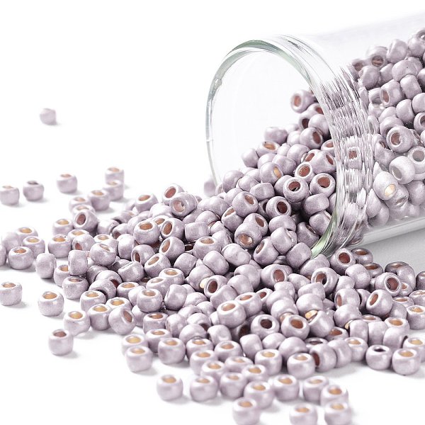 

PandaHall TOHO Round Seed Beads, Japanese Seed Beads, (PF554F) PermaFinish Lavender Metallic Matte, 8/0, 3mm, Hole: 1mm, about 1110pcs/50g..., Purple
