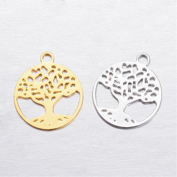 

PandaHall Brass Charms, Flat Round with Tree of Life, Mixed Color, 11.5x10x0.3mm, Hole: 1mm Brass Flat Round Multicolor