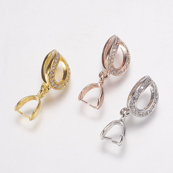 

PandaHall Brass Micro Pave Cubic Zirconia Ice Pick Pinch Bails, Long-Lasting Plated, Lead Free & Cadmium Free & Nickel Free, teardrop, Mixed...