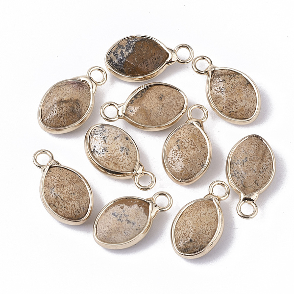 

PandaHall Natural Picture Jasper Pendants, with Golden Tone Brass Open Back Bezel, Faceted, Teardrop, 17x9x5mm, Hole: 2mm Picture Jasper...
