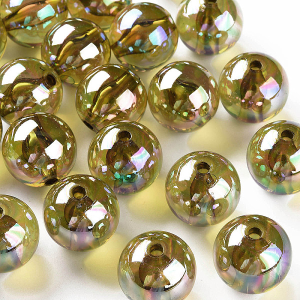 

PandaHall Transparent Acrylic Beads, AB Color Plated, Round, Goldenrod, 20x19mm, Hole: 3mm, about 111pcs/500g Acrylic Round Gold