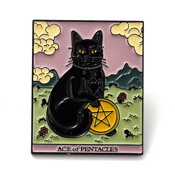 

PandaHall Fashion Tarot Card Enamel Pin, Rectangle Alloy Brooch for Backpack Clothes, Electrophoresis Black, Ace of Pentacles, 30x25x2mm...