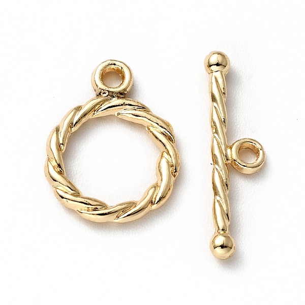 

PandaHall Rack Plating Brass Toggle Clasps, Cadmium Free & Lead Free, Long-Lasting Plated, Twisted Ring, Light Gold, Ring: 14.5x11x1.6mm...