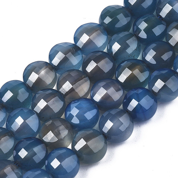 

PandaHall Natural Agate Beads Strands, Dyed & Heated, Faceted, Flat Round, Steel Blue, 8x6.5mm, Hole: 1.2mm, about 47pcs/strand, 14.96 inch...