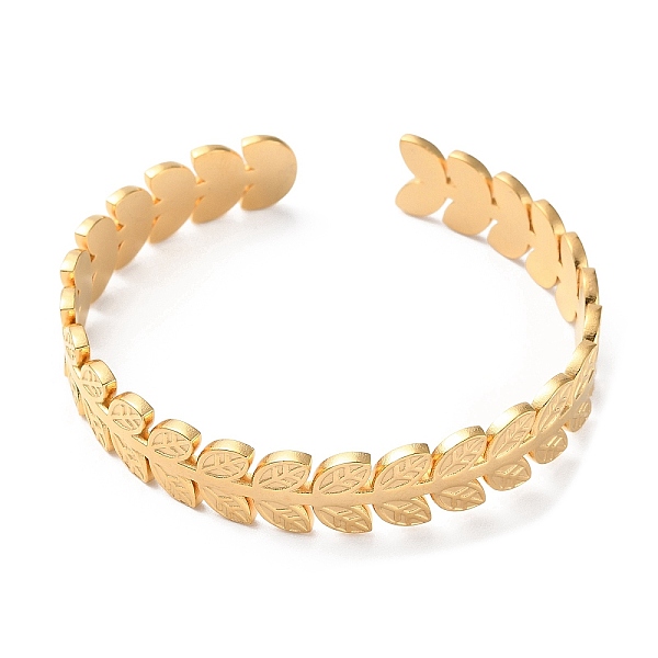 

PandaHall 304 Stainless Steel Cuff Bangles, Leaf, Golden, Inner Diameter: 2-1/8 inch(5.3cm) 304 Stainless Steel Leaf