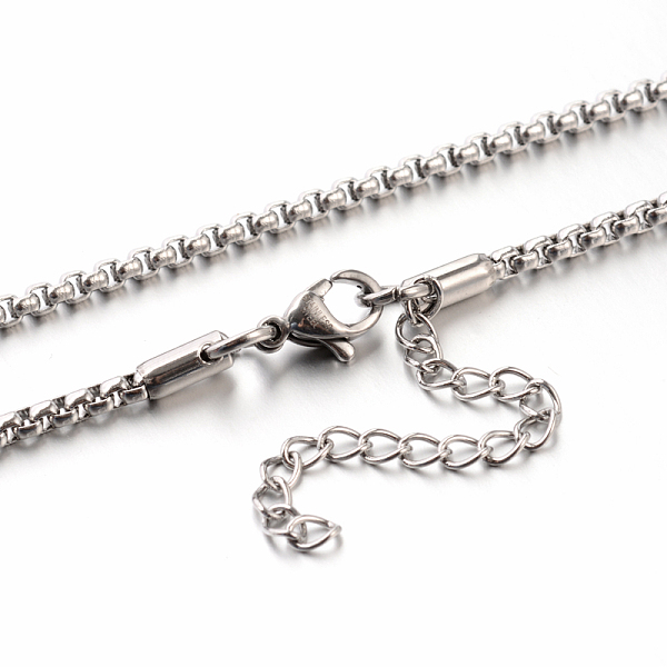 

PandaHall 304 Stainless Steel Box Chain Necklaces, Stainless Steel Color, 31.5 inch(80cm), 2.5mm 304 Stainless Steel