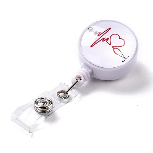 

PandaHall Stethoscope Pattern Glass Retractable Badge Reel, Nurse Badge Clip, ID Name Badge Holder, with Iron Alligator Clips, White, 85mm...