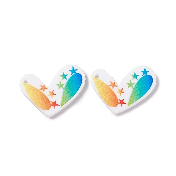 

PandaHall Double Side Acrylic Pendants, Heart with Star Pattern, White, 22x29.5x2mm, Hole: 1.5mm Acrylic Heart White