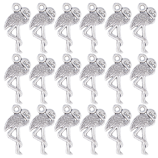 SUNNYCLUE 100Pcs Tibetan Style Alloy Flamingo Shape Pendants