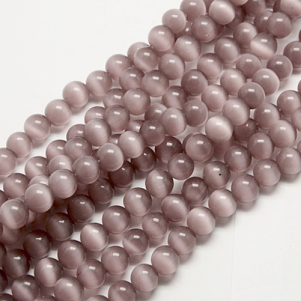 

PandaHall Cat Eye Beads, Round, Rosy Brown, 6mm, Hole: 1mm, about 66pcs/strand, 14.5 inch/strand Glass Round Brown