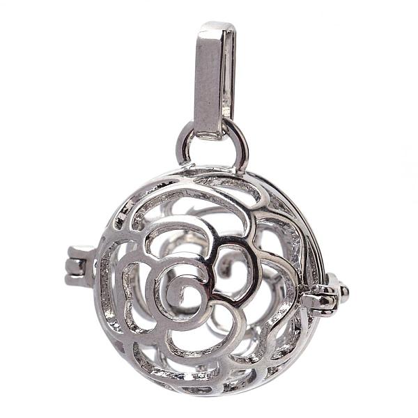 

PandaHall Rack Plating Brass Cage Pendants, For Chime Ball Pendant Necklaces Making, Hollow Round with Flower, Platinum, 25x25x20mm, Hole...