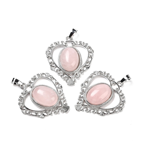 

PandaHall Natural Rose Quartz Pendants, Eco-Friendly Brass Finding, Platinum, Cadmium Free & Lead Free, Heart, 38.5x34.5x7.5mm, Hole: 7x5mm...