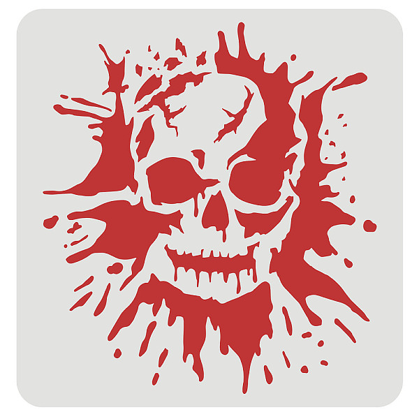 PandaHall FINGERINSPIRE Bleeding Scary Skull Sturdy Stencil 30x30cm Horror Human Skeleton Sheet Template Large Painting Decoration Reusable...