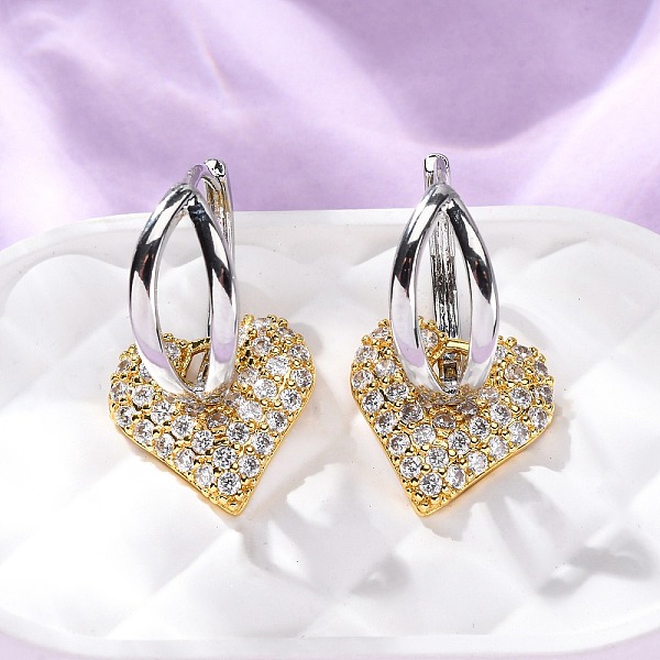 Boucles d'oreilles créoles en laiton zircon cubique micro pavé