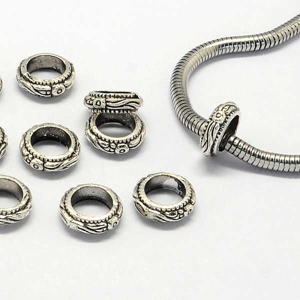 

PandaHall Tibetan Style Alloy Beads, Large Hole Beads, Ring, Antique Silver, 11x4mm, Hole: 7mm Alloy Ring