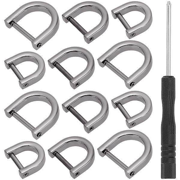 

PandaHall GORGECRAFT 1 Box 3 Sizes 12PCS Black D-Rings Horseshoe Shape D Ring U Shape Screw in Shackle Semicircle Metal D Rings Leather...