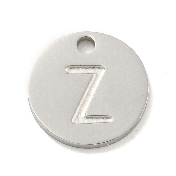 

PandaHall 304 Stainless Steel Pendants, Laser Cut, Flat Round with Letter Charm, Stainless Steel Color, Letter Z, 10x1mm, Hole: 1.4mm 304...