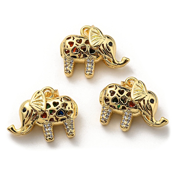 

PandaHall Brass with Cubic Zirconia Pendants, Long-Lasting Plated, Lead Free & Cadmium Free, Elephant, Real 18K Gold Plated, 18x23.5x8.8mm..., Clear