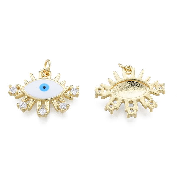 

PandaHall Brass Micro Pave Clear Cubic Zirconia Pendants, with Jump Rings and Enamel, Eye, Real 18K Gold Plated, 18x23x4mm, Hole: 3mm...