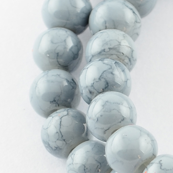 

PandaHall Spray Painted Glass Beads Strands, Round, Gray, 6mm, Hole: 1.3~1.6mm, about 133pcs/strand, 31.4 inch Glass Round Gray