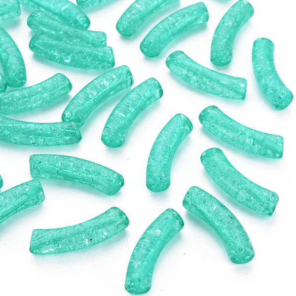 

PandaHall Transparent Crackle Acrylic Beads, Curved Tube, Light Sea Green, 32x8x10mm, Hole: 1.6mm, about 330pcs/500g Acrylic Tube