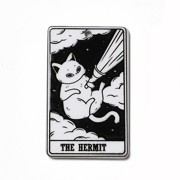 

PandaHall Tarot Theme Printed Acrylic Pendants, Rectangle with Cat Pattern Charms, The Hermit IX, 39x24x2.5mm, Hole: 1.8mm Acrylic Tarot..., Black