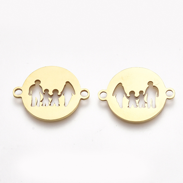 

PandaHall 201 Stainless Steel Links connectors, Laser Cut Links, Flat Round with Family, Golden, 15.5x19.5x1mm, Hole: 1.5mm 201 Stainless...