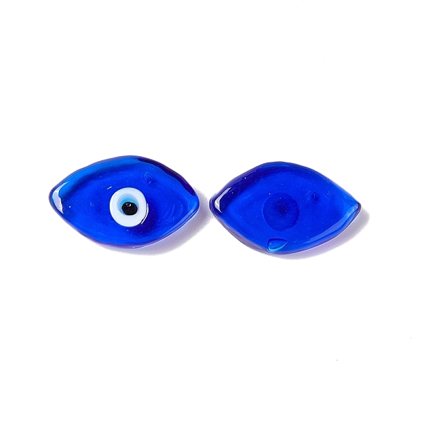 

PandaHall Handmade Evil Eye Lampwork Cabochons, Horse Eye, Blue, 21~22x13~13.5x3.5mm Lampwork Horse Eye Blue