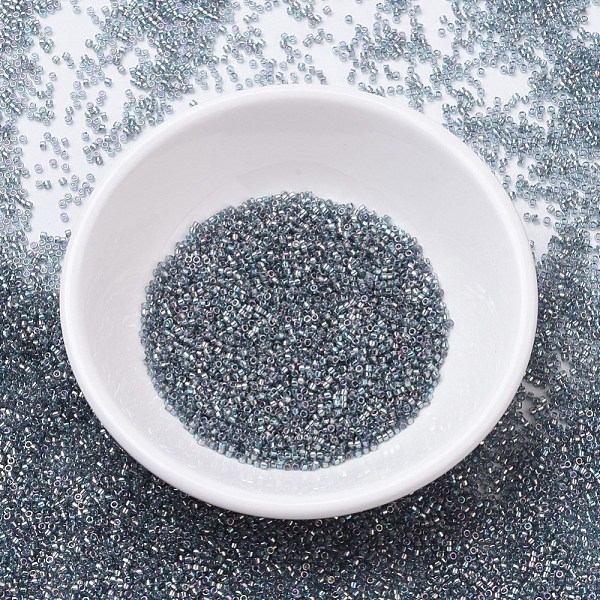 

PandaHall MIYUKI Delica Beads, Cylinder, Japanese Seed Beads, 11/0, (DB0111) Transparent Blue Gray Rainbow Gold Luster, 1.3x1.6mm, Hole...
