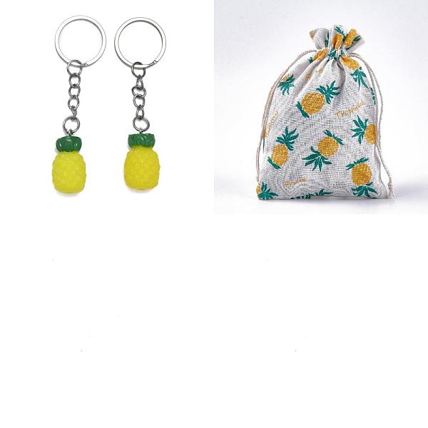 

PandaHall AHADERMAKER Polycotton(Polyester Cotton) Packing Pouches Drawstring Bags, with Pineapple Resin Pendants Keychains, Mixed Color..., Multicolor
