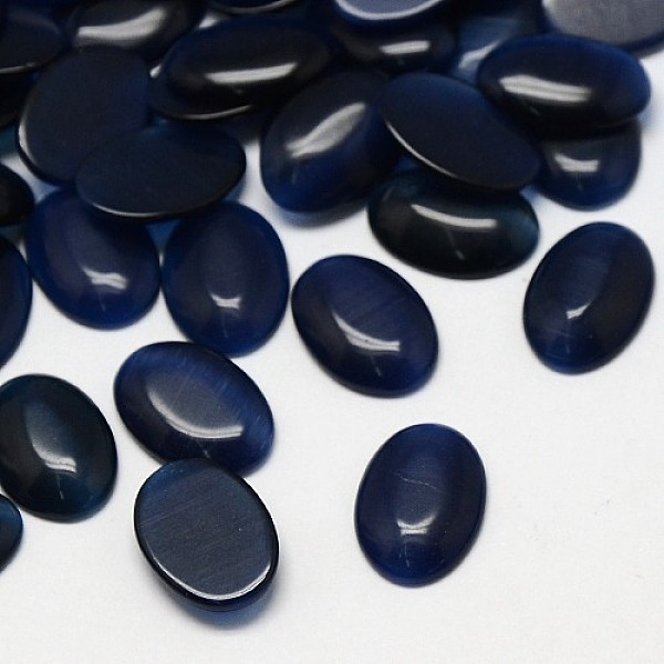 

PandaHall Cat Eye Cabochons, Oval, Midnight Blue, 7x5x2mm Glass Oval Blue