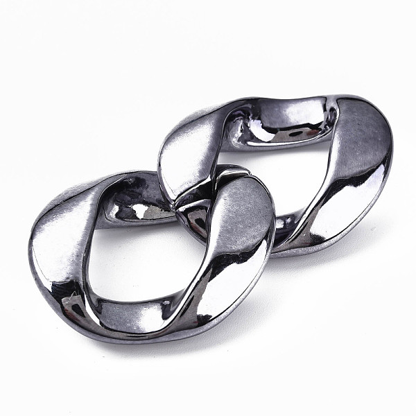 

PandaHall UV Plating Acrylic Linking Rings, Quick Link Connectors, for Curb Chains Jewelry Making, Twist Oval, Gunmetal, 48x42x14mm, Inner...