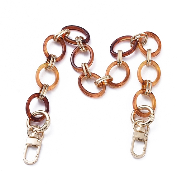 

PandaHall Acrylic Chain Purse Bag Handle, with Aluminum Links, Alloy Spring Gate Ring and Swivel Clasps, for Replacement Bag Accessories..., Brown
