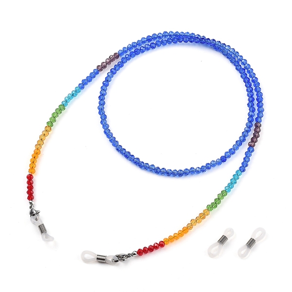 

PandaHall Chakra Eyeglasses Chains, Neck Strap for Eyeglasses, with Faceted Rondelle Transparent Glass Beads and 304 Stainless Steel Lobster..., Blue