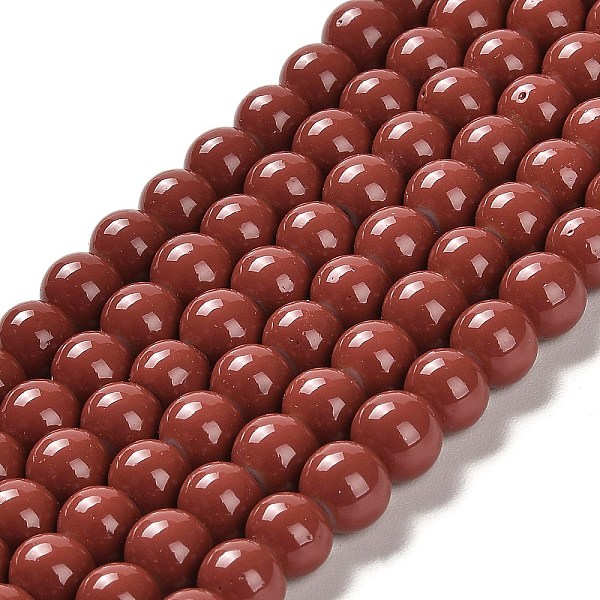

PandaHall Painted Glass Bead Strands, Baking Paint, Round, Sienna, 8mm, Hole: 1.3~1.6mm, about 100pcs/strand, 31.4 inch Glass Round Brown