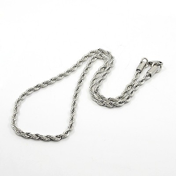 

PandaHall Rope Chain Necklace for Men, 304 Stainless Steel Necklaces, with Lobster Claw Clasps, Stainless Steel Color, 17.7 inch(45cm) x4mm...