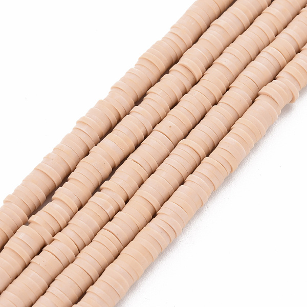 

PandaHall Handmade Polymer Clay Bead Strands, Heishi Beads, Disc/Flat Round, Bisque, 4x0.5~1mm, Hole: 1.5mm, about 320~447pcs/strand..., Orange
