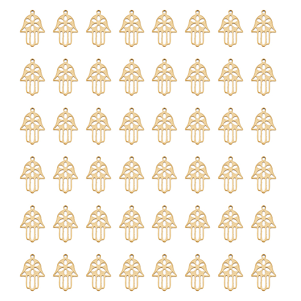 

PandaHall DICOSMETIC 60Pcs Hamsa Hand Pendants Hand with Flower Charms Filigree Connector Charms Golden Hand of Fatima Charms Hollow Laser...