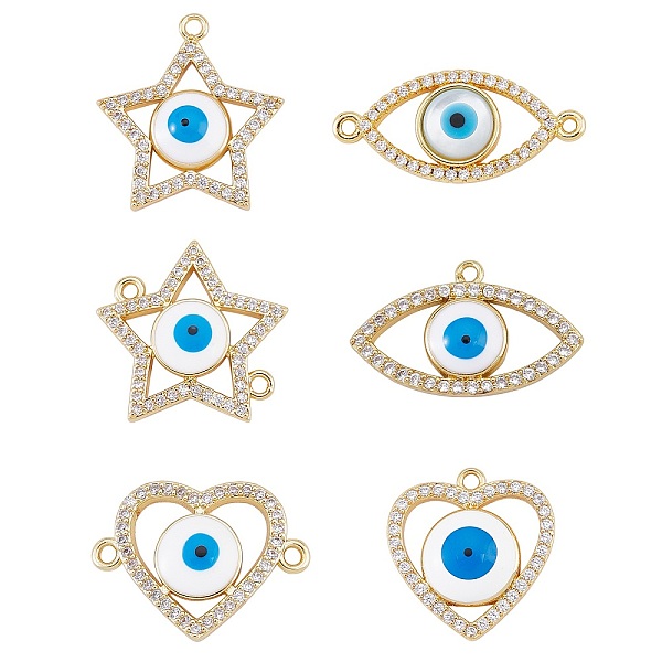 

PandaHall DIY Jewelry Making Finding Kit, Including Star & Heart & Horse Eye Brass Micro Pave Clear Cubic Zirconia Pendants & Links...