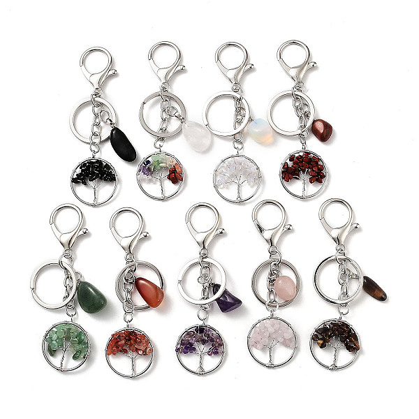 Natural & Synthetic Opalite Mixed Gemstone Keychain