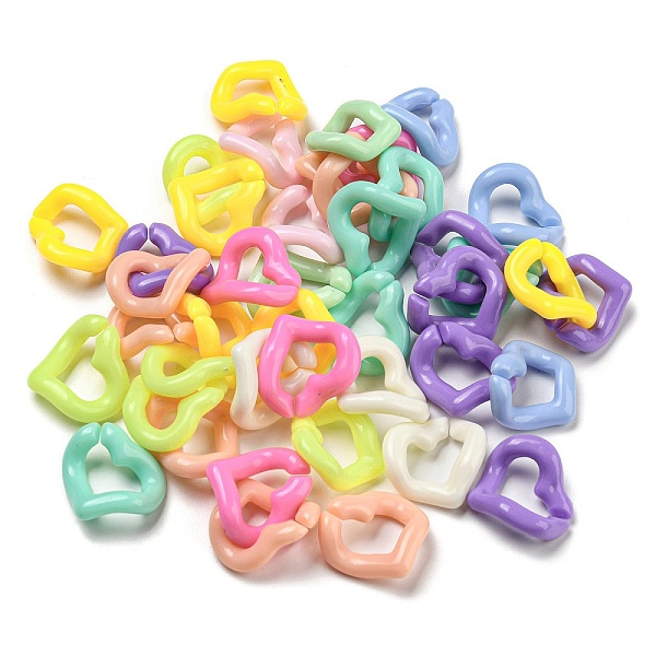 

PandaHall Opaque Acrylic Linking Rings, Quick Link Connectors, for Curb Chain Making, Twisted Heart, Mixed Color, 19.5x20.5x4mm, Inner..., Multicolor
