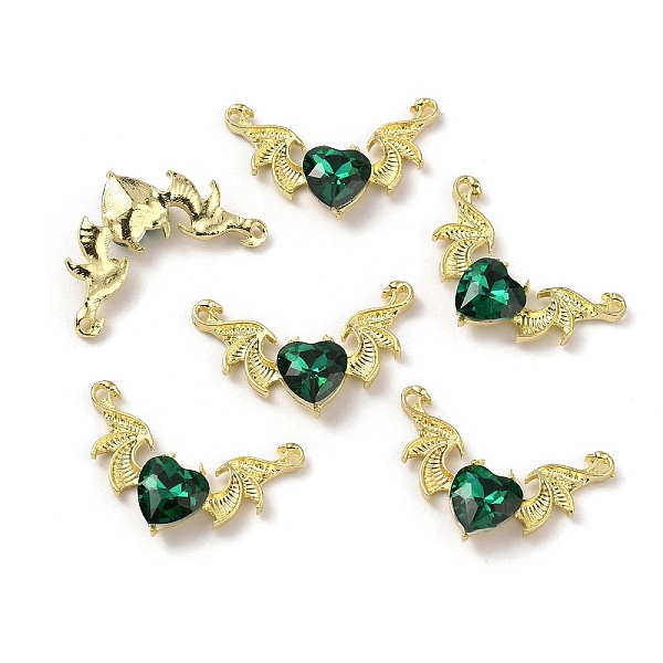 

PandaHall Golden Alloy Connector Charms, with Acrylic Rhinestone, Wing, Emerald, 20x31.5~32x6mm, Hole: 1.4mm Alloy+Rhinestone Wing Green