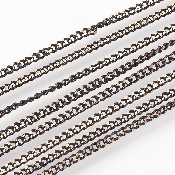 

PandaHall Electroplate Brass Twisted Chains, Diamond Cut Chains, Soldered, Faceted, Gunmetal & Golden, 2x1x0.4mm Brass Black