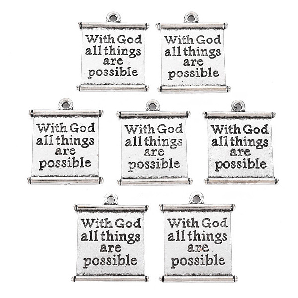 

PandaHall Tibetan Style Alloy Pendants, Cadmium Free & Lead Free, Rectangle with Phrase, Antique Silver, 24.5x19.5x2mm, Hole: 1.5mm Alloy...